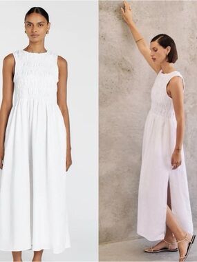 DISSH LESSI WHITE LINEN MAXI DRESS Size US 6
